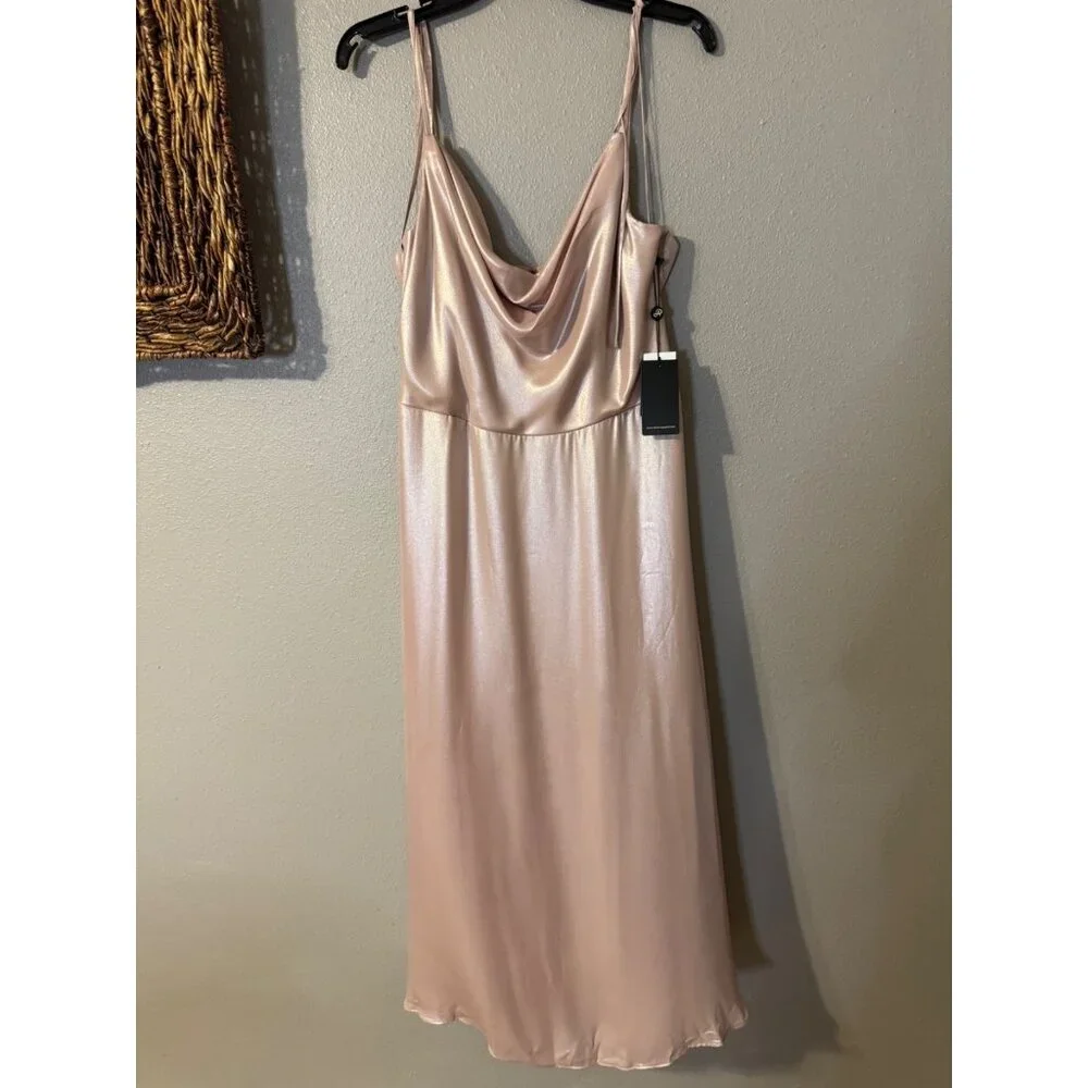 Adrianna Papell Dress 16 Blush Pink Cowl Neck Party Wedding Cruise NEW $199